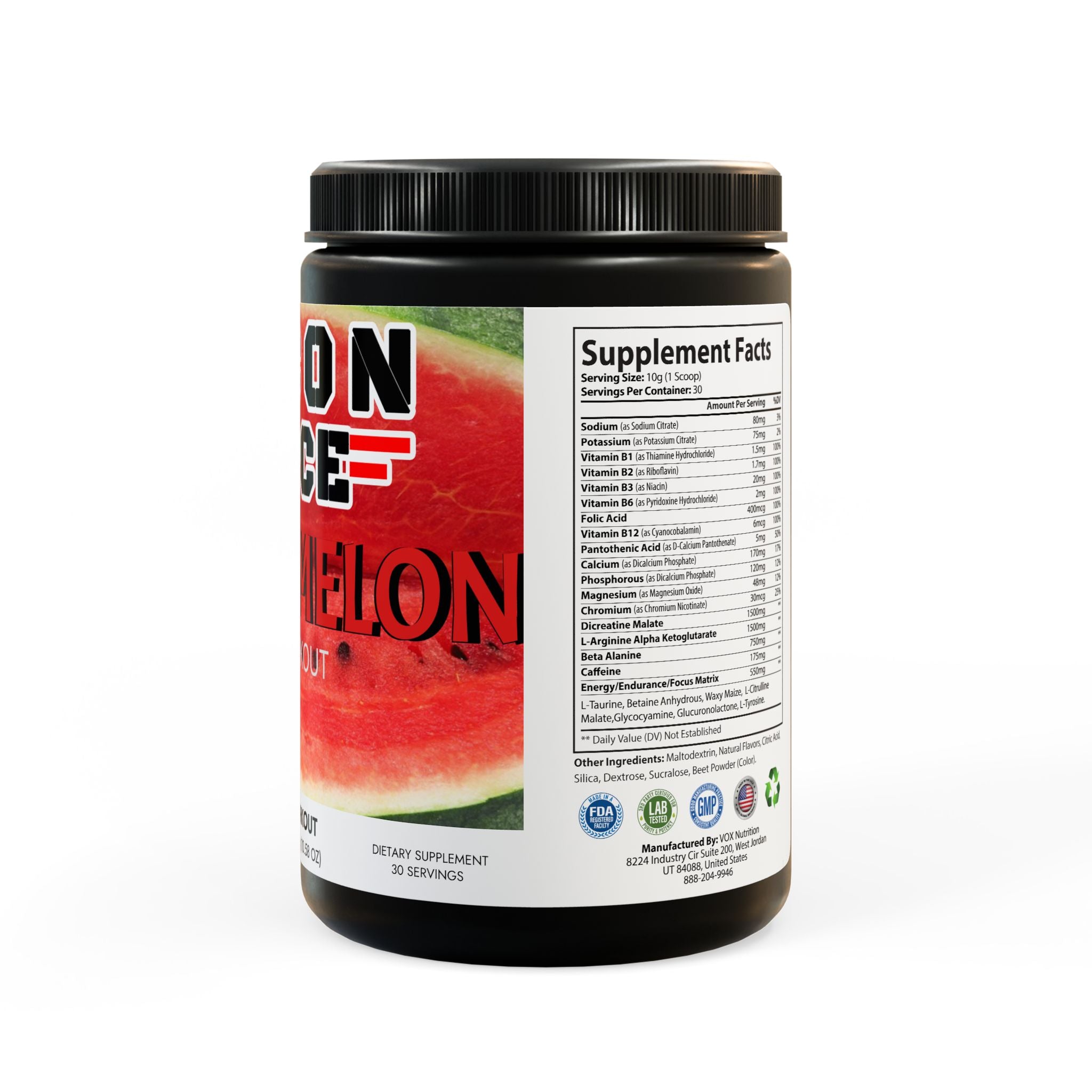 RECON FORCE Major Melon – Pre-Workout, Watermelon (300g, 10.58oz)