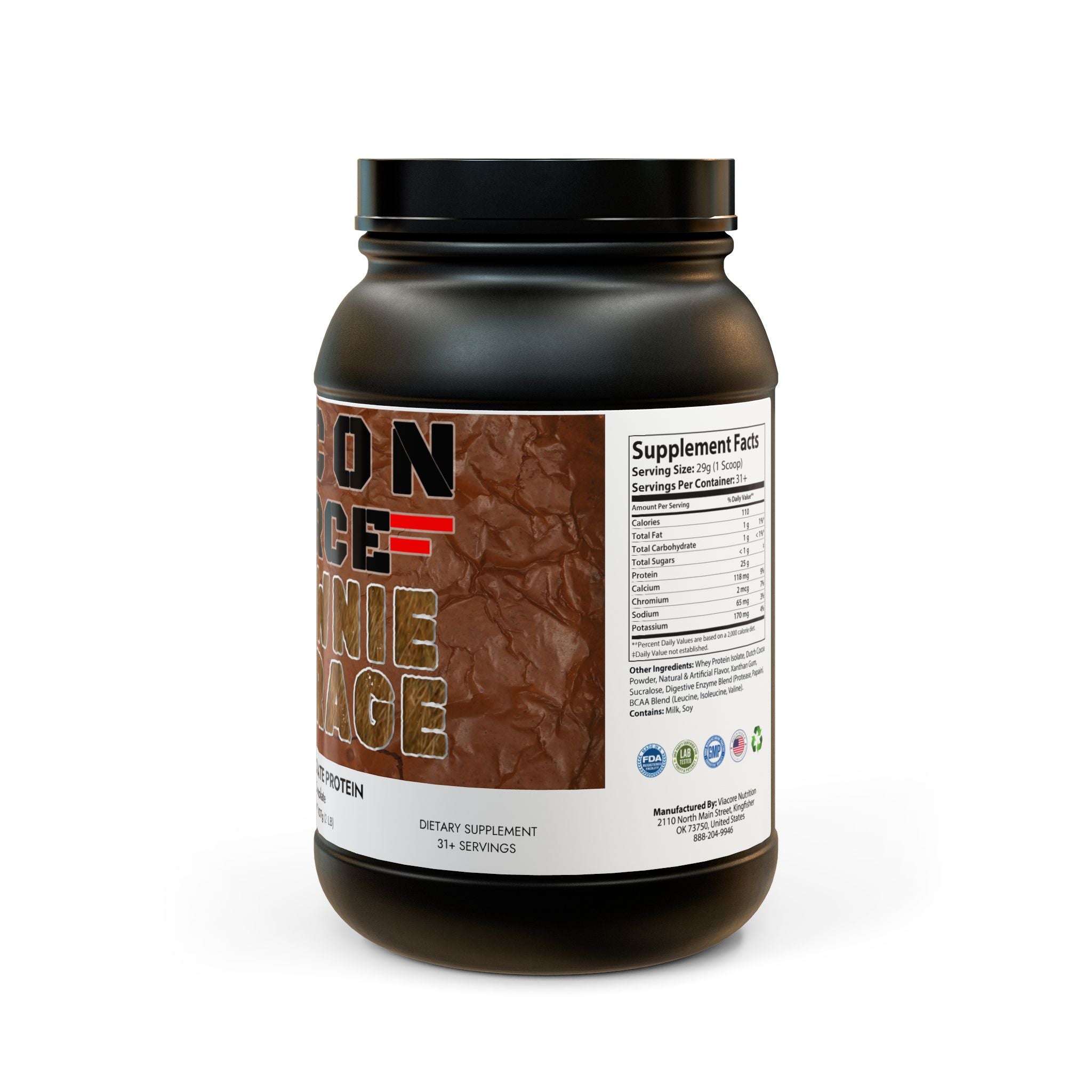 RECON FORCE BROWNIE BARRAGE Whey Isolate Protein Supplement (907g, 2lb)